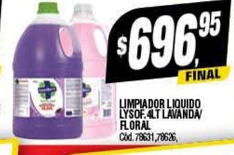 Supermercados Yaguar Limpiador Liquido Lysof. 4Lt Lavanda/Floral oferta