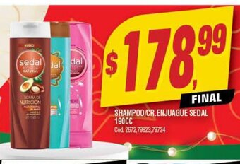 Supermercados Yaguar Shampoo/Cr. Enjuague Sedal 190cc oferta