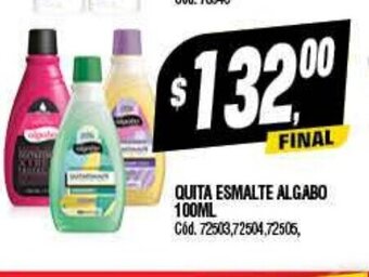 Supermercados Yaguar Quita Esmalte Algabo 100ml oferta