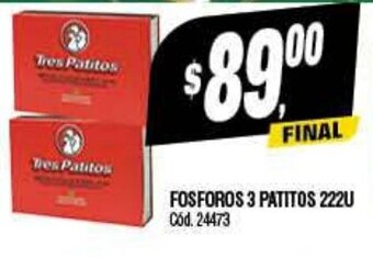 Supermercados Yaguar Fosforos 3 Patitos 222u oferta