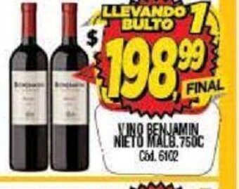 Supermercados Yaguar Vino Benjamin Nieto Malb. 750c oferta