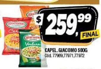 Supermercados Yaguar Capel. Giacomo 500g oferta