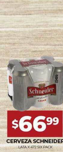 Supermercados Tadicor Cerveza Schneider x 472 six pack oferta