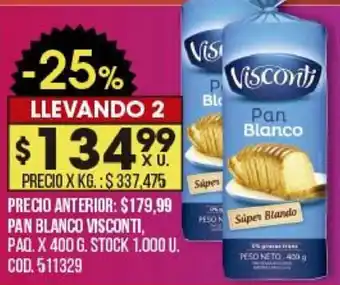 Coto Visconti Pan Blanco Paq x 400g oferta