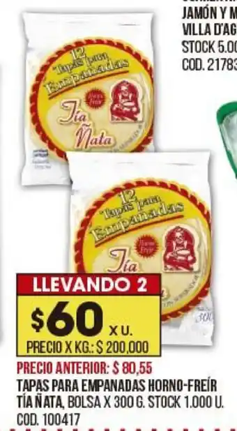 Coto Tapas Para Empanadas Horno Freír Tia Tia Bolsa x 300g oferta