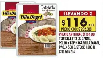 Coto Tortellettis De Carne Pollo Y Espinaca Villa D'Agri x 500g oferta