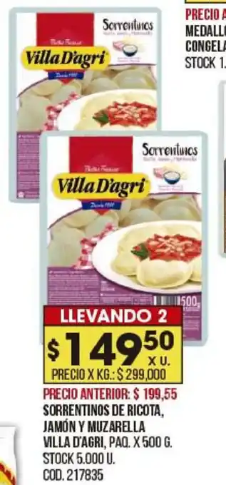 Coto Sorrentinos Di Ricota, Jamón Y Muzarella Villa D'Agri x 500g oferta