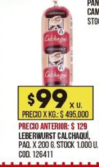 Coto leberwurst Calchaquí x 200g oferta