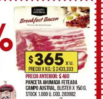 Coto Panceta Ahumada Feteada Campo Austral x 150g oferta