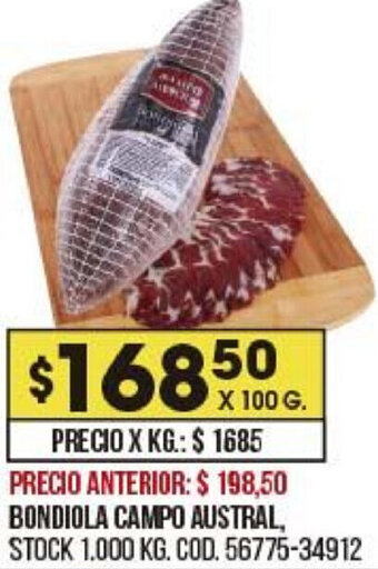 Coto Bondiola Campo Austral x 100g oferta