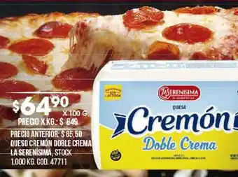 Coto La Serenisima Queso Cremón Doble Crema x 100g oferta