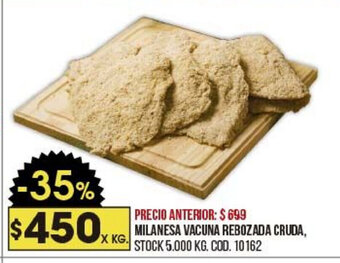 Coto Milanesa Vacuna Rebozada Cruda oferta