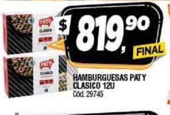 Supermercados Yaguar Hamburguesas Paty Clasico 12u oferta