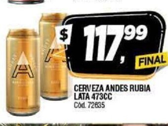 Supermercados Yaguar Cerveza Andes Rubia Lata 473cc oferta
