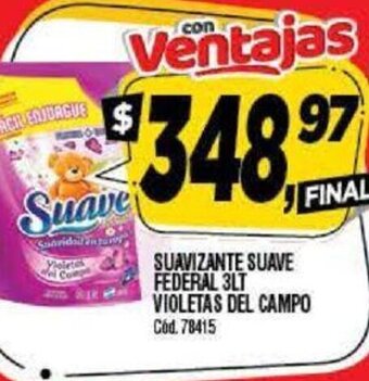 Supermercados Yaguar Suavizante Suave Federal 3LT Violetas Del Campo oferta