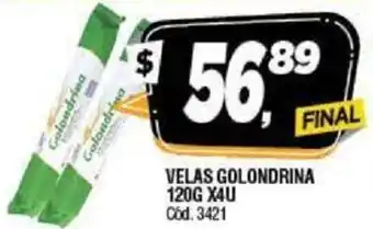 Supermercados Yaguar Velas Golondrina 120g x 4u oferta