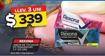 Carrefour Maxi Jabón de tocador rexona 3 x 125g oferta