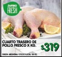 Jumbo Cuarto trasero de pollo fresco x kg oferta