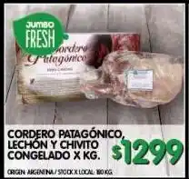 Jumbo Cordero patagónico, lechón y chivito congelado x kg oferta