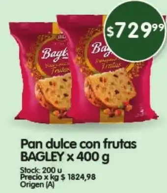 Supermercados Buenos Días Pan Dulce Con Frutas Bagley x 400g oferta