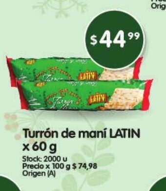 Supermercados Buenos Días Turrón De Maní Latin x 60g oferta