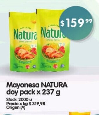 Supermercados Buenos Días Mayonesa Natura Doy Pack x 237g oferta