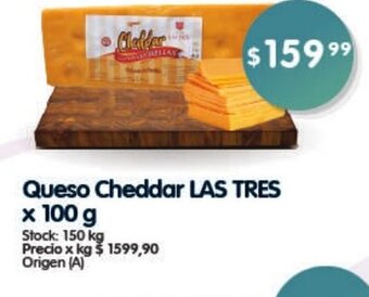 Supermercados Buenos Días Queso Cheddar las Tres x 100g oferta