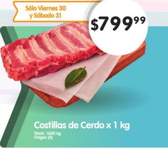Supermercados Buenos Días Costillas De Cerdo x 1 kg oferta