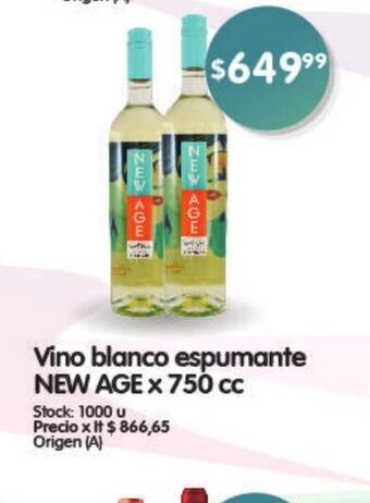 Supermercados Buenos Días Vino Blanco Espumante New Age x 750cc oferta