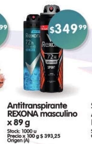 Supermercados Buenos Días Antitranspirante Rexona Masculino x 89g oferta