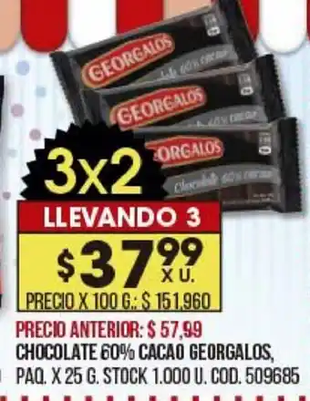 Coto Chocolate 60% Cacao Georgalos x 25g oferta