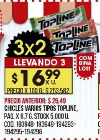 Coto Chicles Varios Tipos Topline x 6.7g oferta