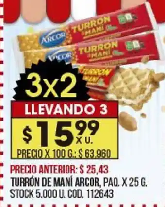 Coto Turrón De Maní Arcor x 25g oferta