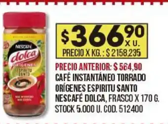 Cafè Instantáneo Torrado Orígenes Espiritu Santo Nescafè Dolca x 170g