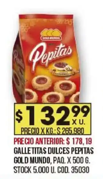 Coto Galletitas Dulces Pepitas Gold Mundo x 500g oferta