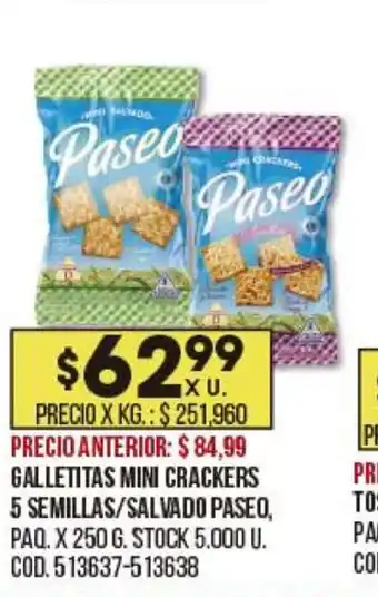 Coto Galletitas Mini Crackers 5 Semillas/Salvado Paseo x 250g oferta