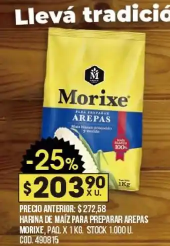 Coto Harina De Maíz Para Preparar Arepas Morixe x 1kg oferta