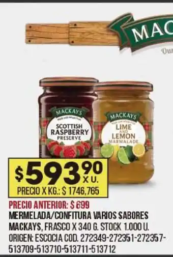 Coto Mermelada/Confitura varios Sabores Mackays oferta
