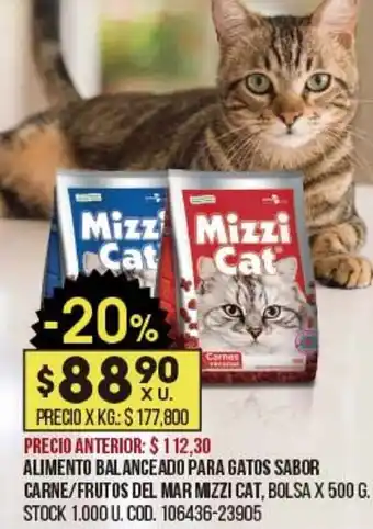 Coto Alimento Balanceado Para Gatos Sabor Carne/Frutos Del Mar Mizzi Cat, Bolsa x 500g oferta
