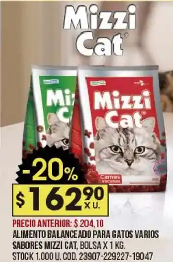 Coto Alimento Balanceado Para Gatos Varios Sabores Mizzi Cat x 1kg oferta