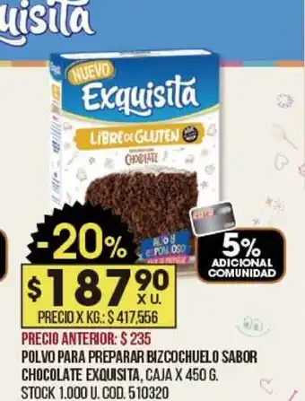 Coto Polvo Para Preparar Bizcochuelo Sabor Chocolate Exquisita x 450g oferta