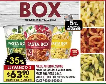 Coto Pasta Instantánea Varios Tipos Pasta Box x 64g oferta