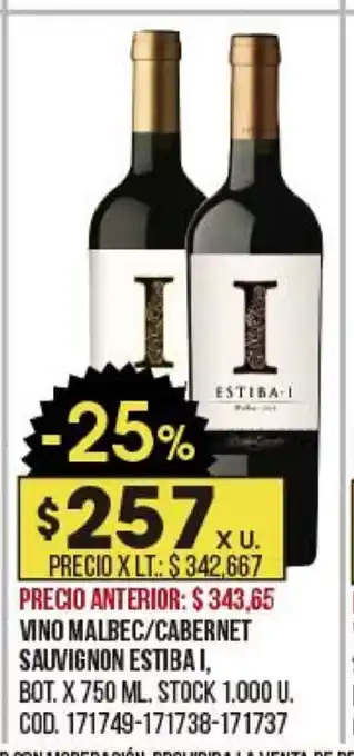 Coto Vino Malbec/Cabernet Sauvignon Estiba I x 750ml oferta