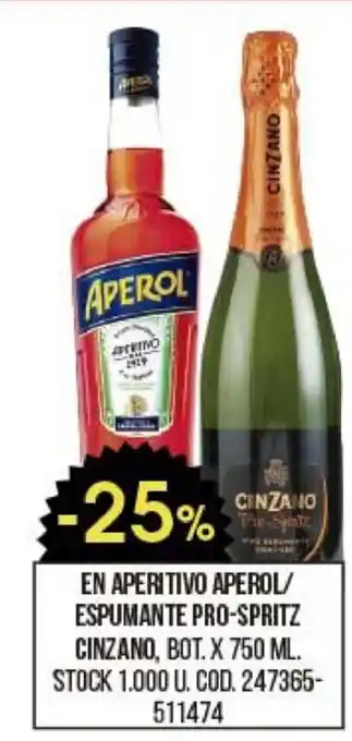 En Aperitivo Aperol/Espumante Pro-Spritz Cinzano x 750ml