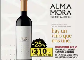 Coto Vino Malbec/Cabernet Sauvignon Alma Mora x750ml oferta