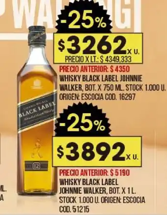Coto Black Label Whisky Johnnie x750ml oferta