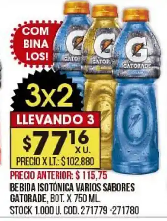 Coto Gatorade Be Bida Iso Tónica Varios Sabores x750ml oferta