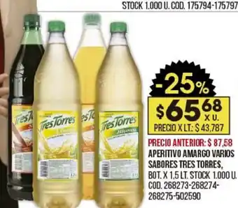 Coto Tres Torres Aperitivo Amargo Varios Sabores x1,5 Lt oferta