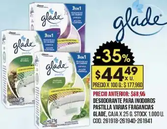 Coto Glade Desodorante Para Inodoros Pastilla Varias Fragancias x25g oferta
