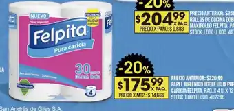 Coto Papel Higiènico Doble Hoja Pura Caricia Felpita x4u oferta